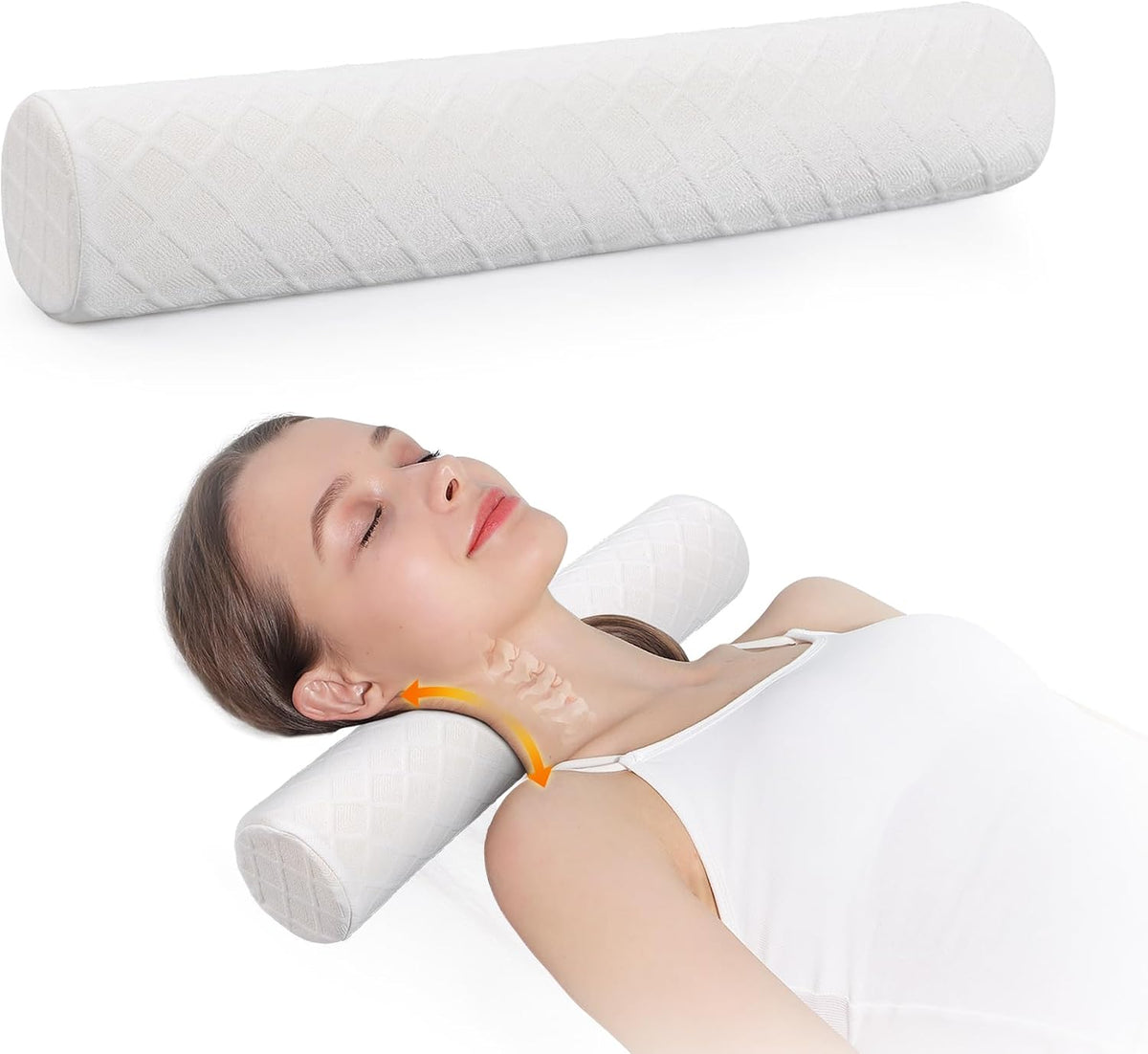 Cervical Roll Pillow, Medium Soft Memory Foam Neck Round Pillow Cylinder Bolster Pillow for Sleeping, Round Neck Support for Bed, Legs, Back and Yoga (Grey, Medium - 3.9" H)