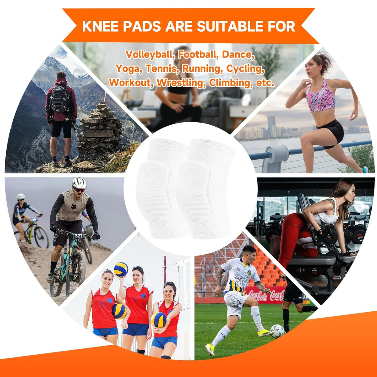 Volleyball Knee Pads for Dancers, Soft Breathable Knee Pads for Men Women Youth Girls Kids Knees Protective, Knee Braces for Volleyball Football Dance Yoga Wrestling Running Cycling