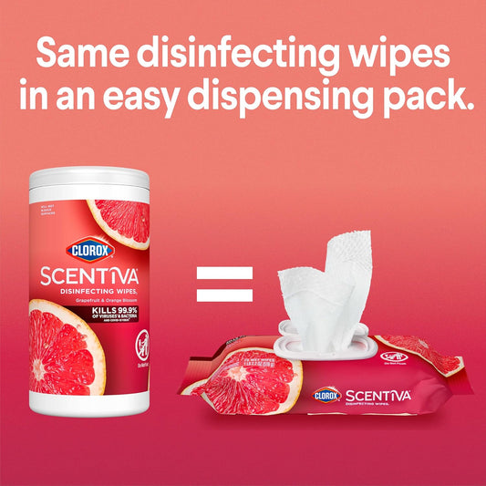 Scentiva Disinfecting Wipes, Grapefruit and Orange, 75 Ct., 3 Pack