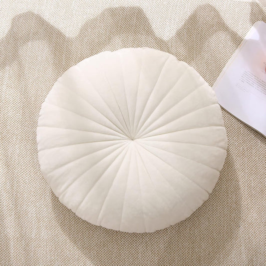 Floor Pillow Meditation Cushion Round Large Floor Pillows Seating for Adults, Velvet Thick Floor Cushions for Yoga Living Room Balcony Outdoor Tatami 18inches(Beige)