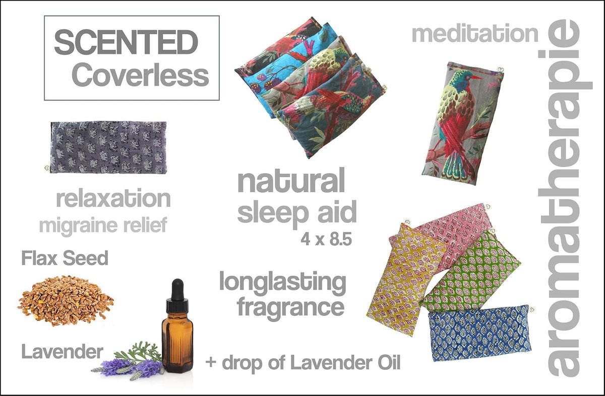 Scented Lavender Eye Pillows Pack of (6) - 4 x 8.5 - Soft & Soothing Cotton - Weighted Naturally Calming Colors - Yoga Massage Sleep Bulk - Teal Green Purple Terracotta Gray Lilac
