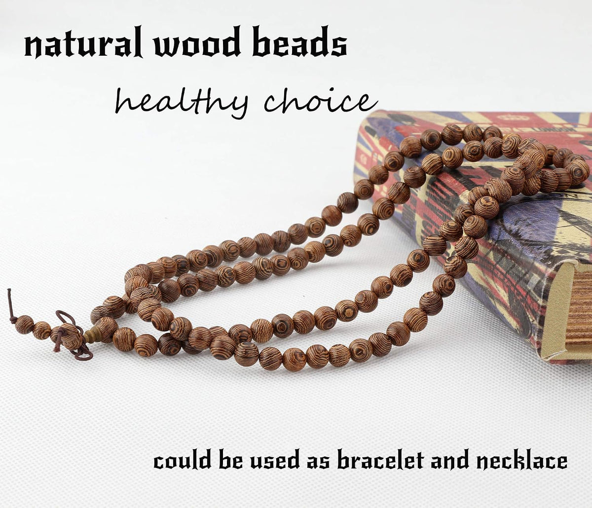 108 Mala Bead Bracelets 8MM Tibetan Buddha Wood Beaded Sandalwood Bracelets
