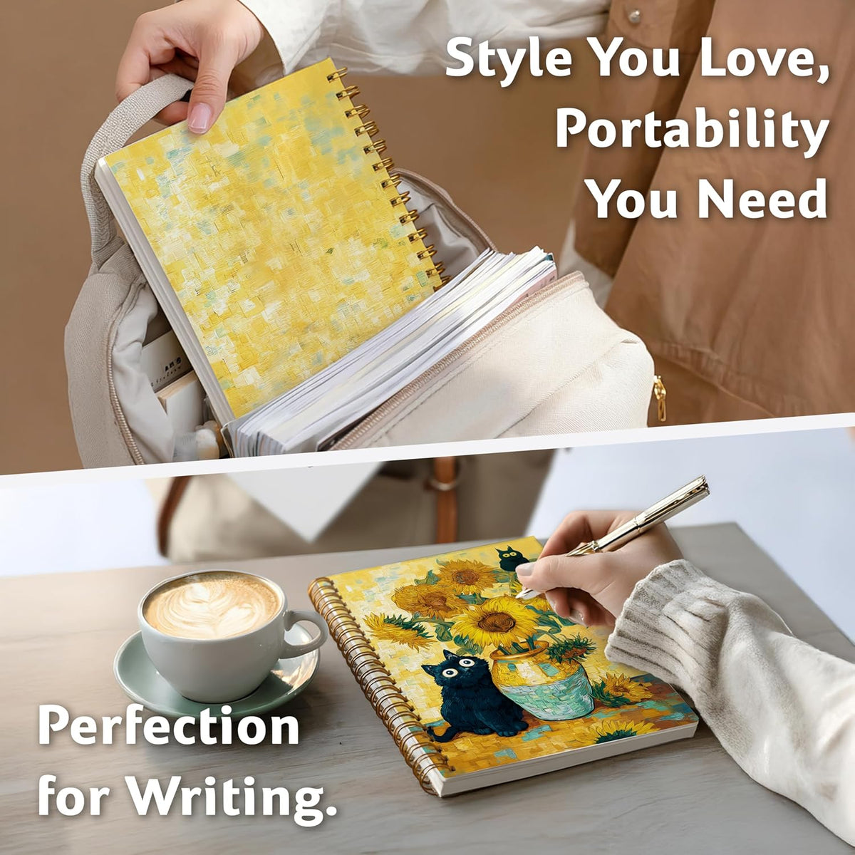 Journaling Notebooks for Women, Lotus Notebook -Meditation Yoga Spiritual Inspirational Planner Notebook Journal Gifts, A5 Spiral Journal Notebook Office Supplies Gifts for Women Birthday Christmas (Golden)