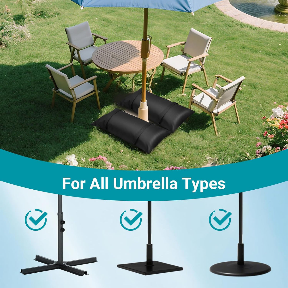 Umbrella Base Weights Fillable Sandbags, 2 Packs Sand Bags for Weight, Outdoor Weatherproof Heavy Duty Weight Sandbag for Furniture Umbrella Stand Garden Cantilevers Poolside Accessories