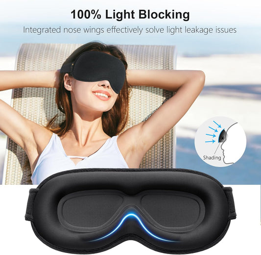 100% Blackout Sleep Eye Mask for Women Men, Zero Pressure Sleep Mask