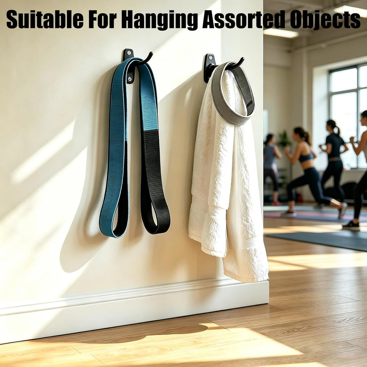 Yoga Mat Wall Mount Hanger,Metal Yoga Mats Storage Rack, Home Gym Storage with 8 Clips, No-Roll Flat Storage for Folded/Rolled Mats, Foam Rollers, Black Wall Organizer for Gym, Yoga Studio, Bedroom