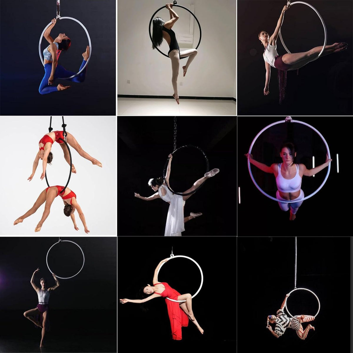Chirp Wheel Yoga Back Wheel Strong Load-Bearing Aerial Yoga Hoop with Non-slip Tape, Aerial Ring Set for Acrobatic/ Gymnastics Performance/ Dance Fitness Training, Flexibility Tensile Trainer for Adul