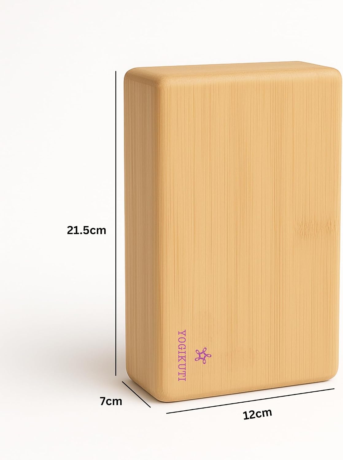 Bamboo Yoga Block | Premium Natural Wooden Support Block for Iyengar Yoga, Pilates & Stretching | Eco-Friendly, Non-Slip, Lightweight & Durable Yoga Prop for Balance, Flexibility & Alignment