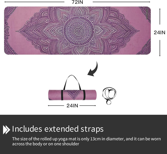 TPE Printed Yoga mat 72"x24"Thick 0.24”Non-Slip Fitness Exercise Mat