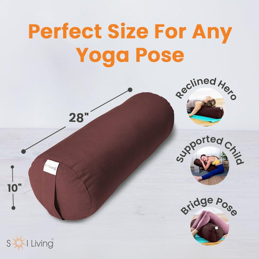 Cylindrical Yoga Bolster Meditation Pillow, Extra Firm Cotton