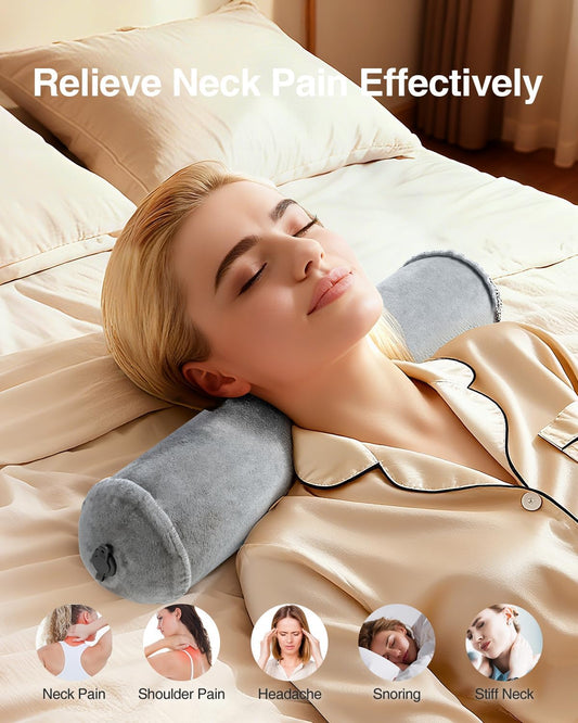 Inflatable Neck Roll Pillow for Sleeping, Travel Neck Pillow