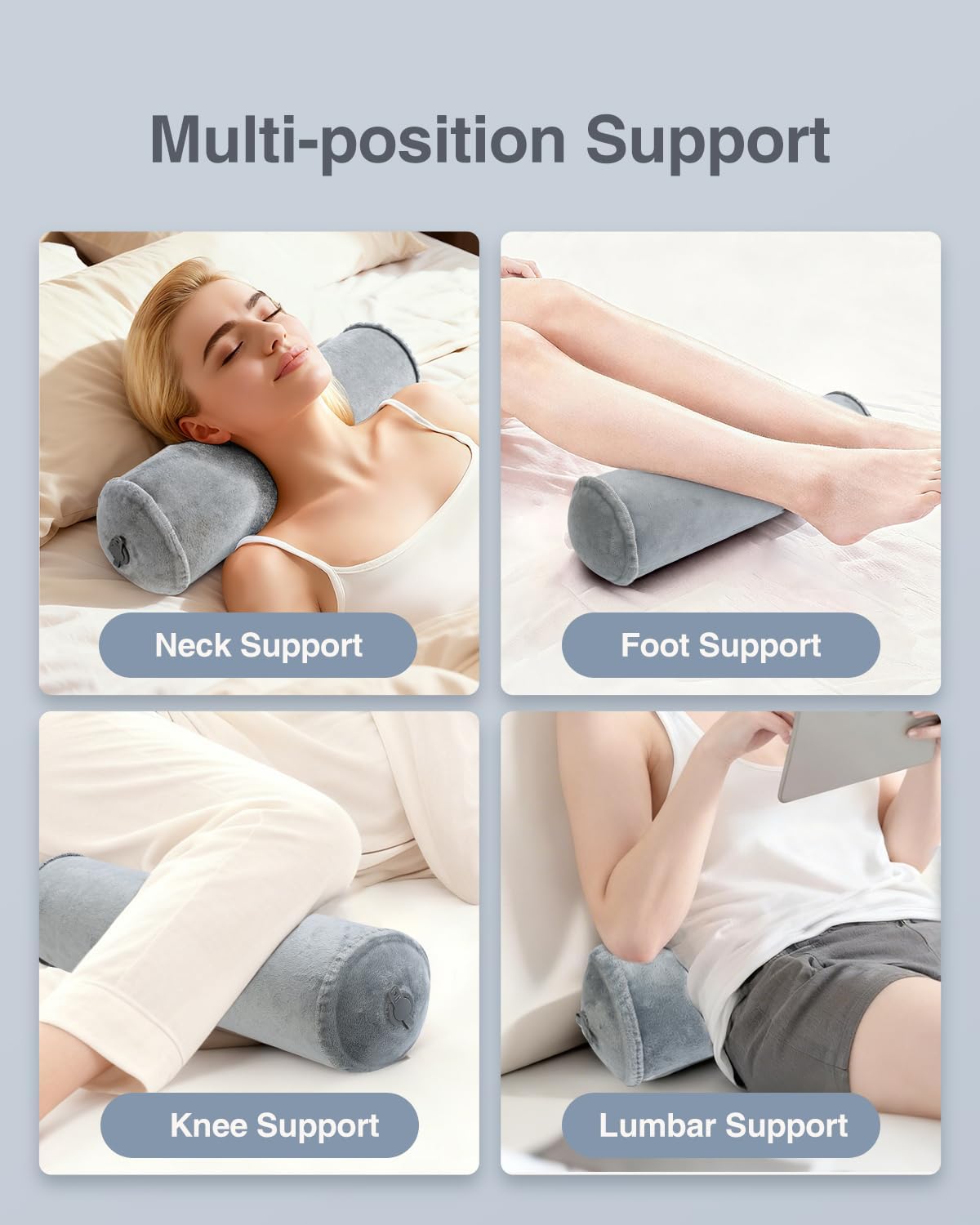 Inflatable Neck Roll Pillow for Sleeping, Travel Neck Pillow