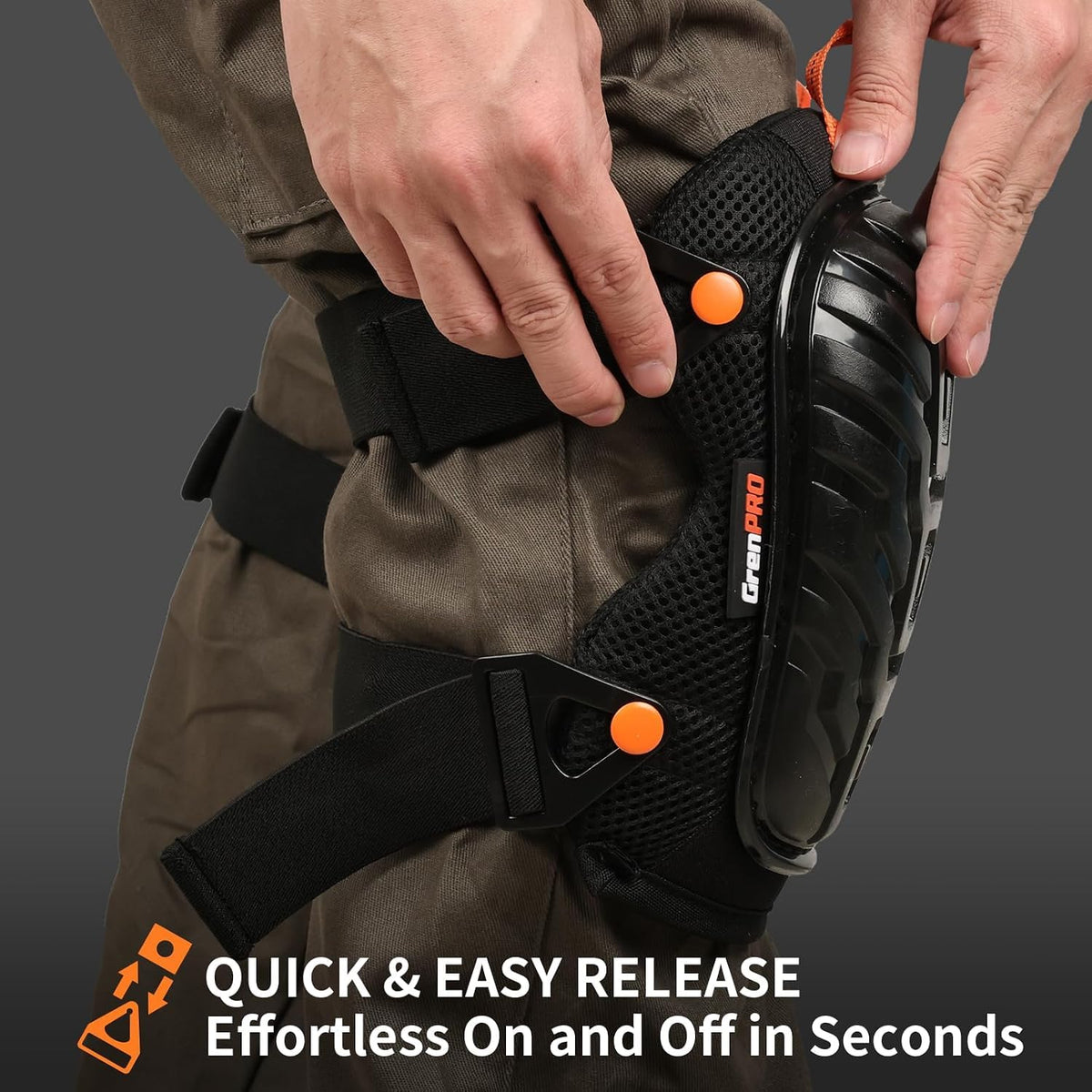 Heavy Duty Knee Pads, Gel Foam, Construction Work Gardening Gray