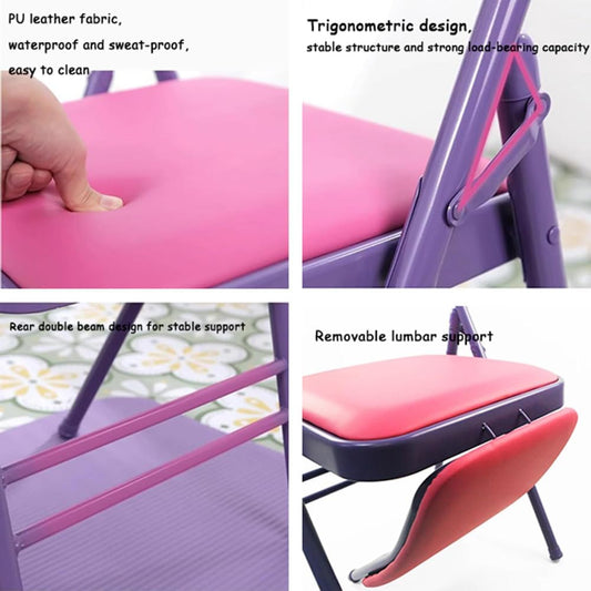 Folding Yoga Auxiliary Chair Iyengar Yoga Chair with Lumbar Back Support Yoga Practice Balance Chair for Yoga Studios Offices