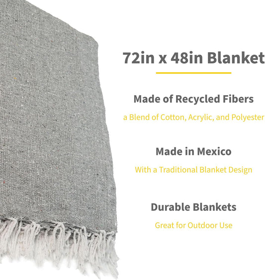Cozumel Bulk Mexican Yoga Blanket, 10 Pack, Gray
