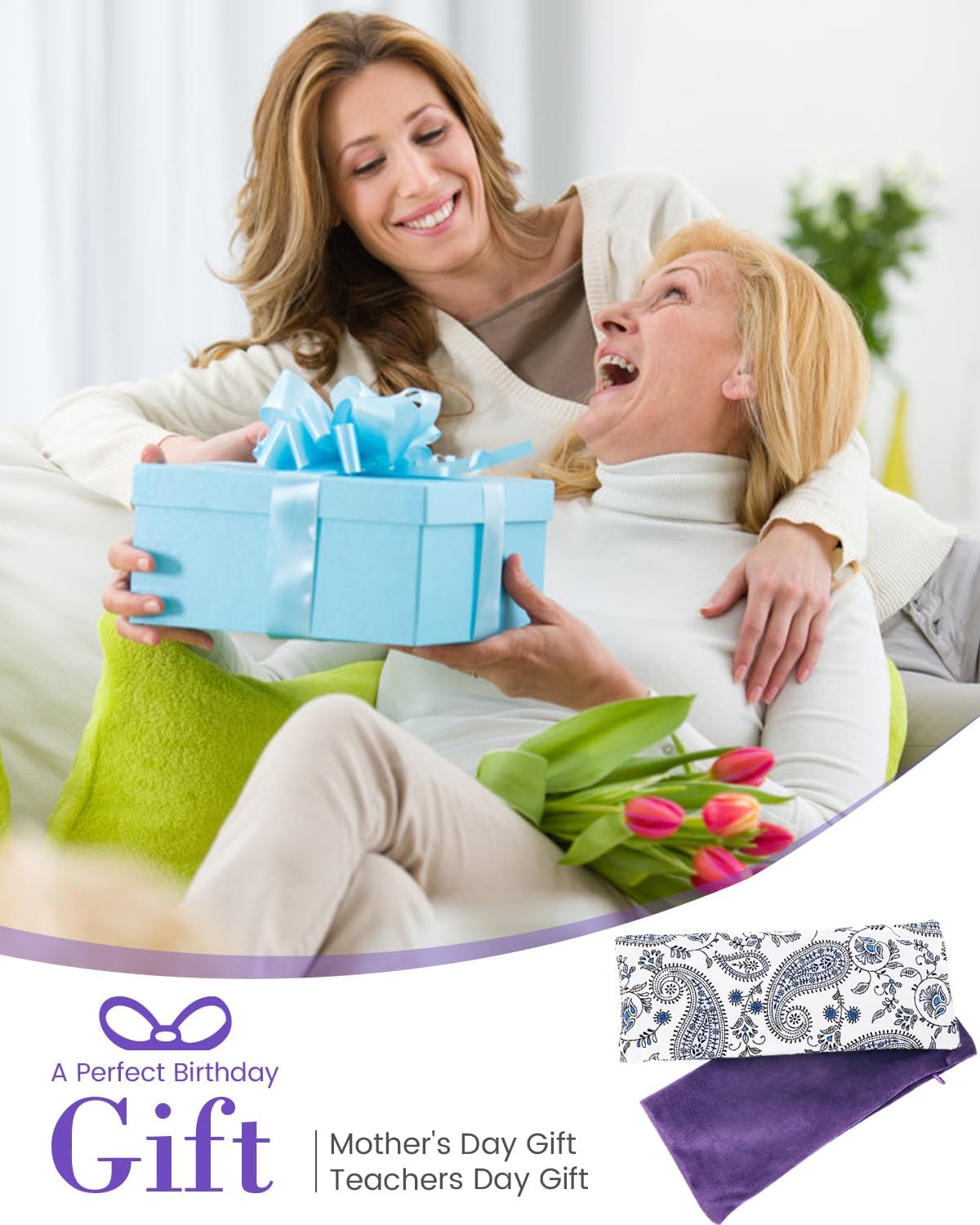 Premium Crescent Meditation Cushion and Lavender Eye Pillow