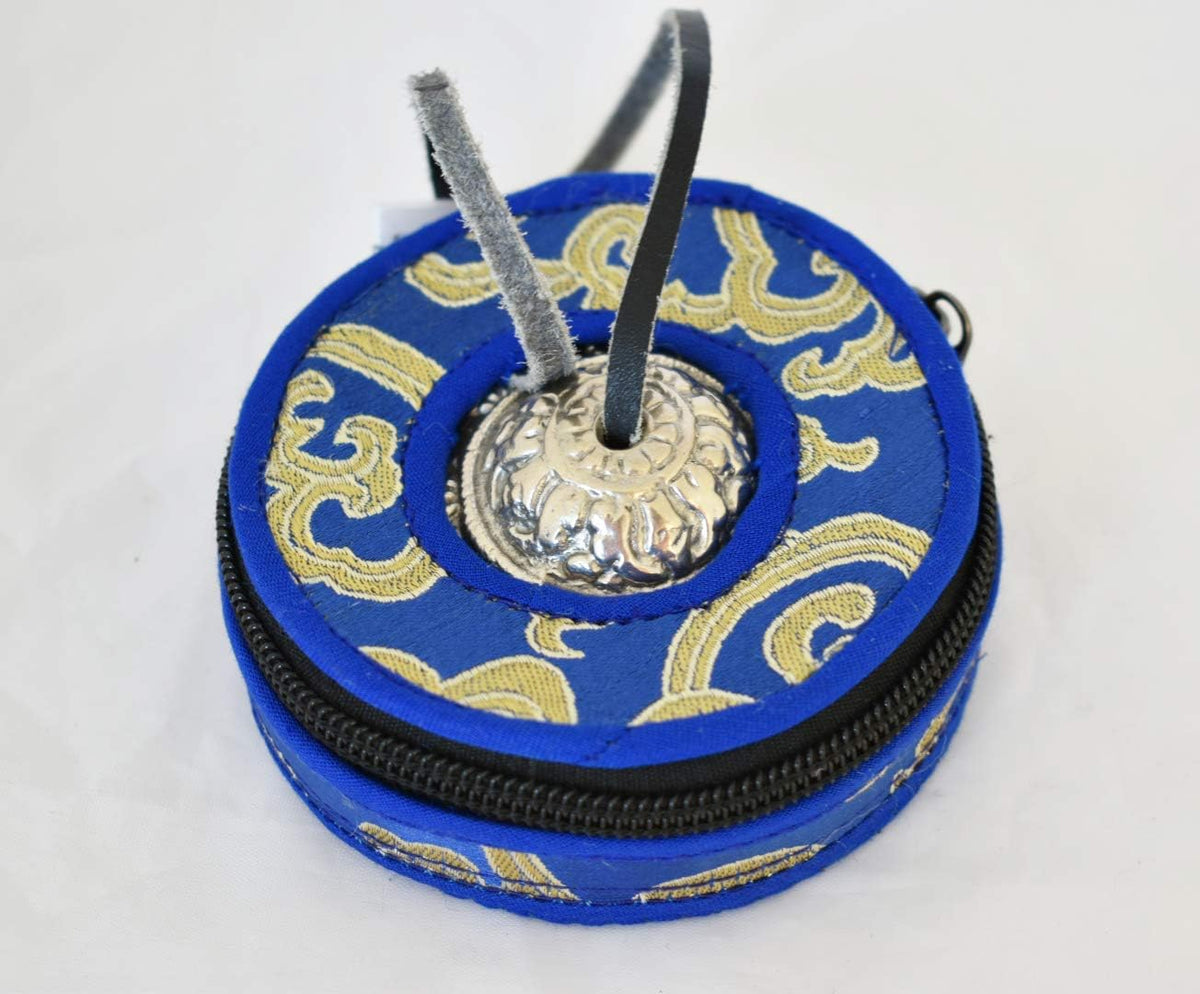 Tingsha/Tibetan Meditation Bell/Finger Cymbals with free Silk Case (2.8" Silver Bajra)