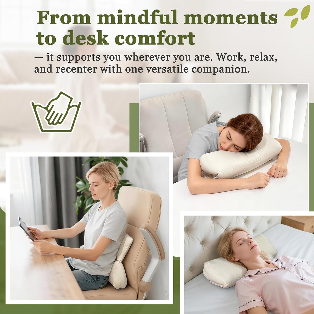 Meditation Cushion for Sitting on Floor Yoga Bolster Meditation Pillow Foldable and Multifunctional Floor Seat Cushions Ergonomics Tailbone Support Mat - Organic Cotton Cover