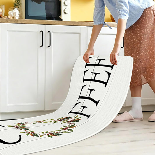 Coffee Themed Kitchen Runner Rug 20x47 Inch