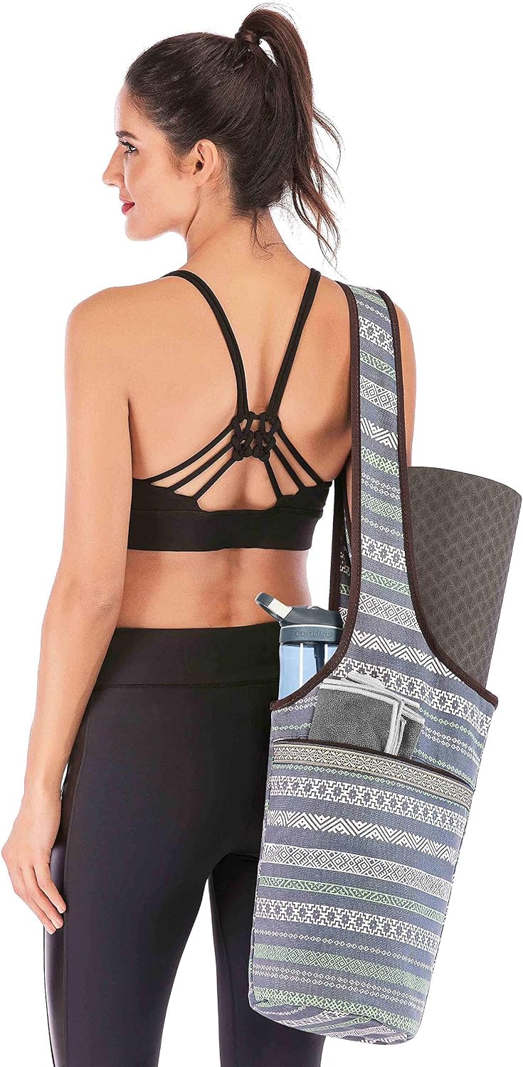 Canvas Yoga Mat Bag Fits Most Mats Yoga Bag with Large Storage Pockets to Hold More Accessories Ideal for Pilates Workout Gifts & Travel