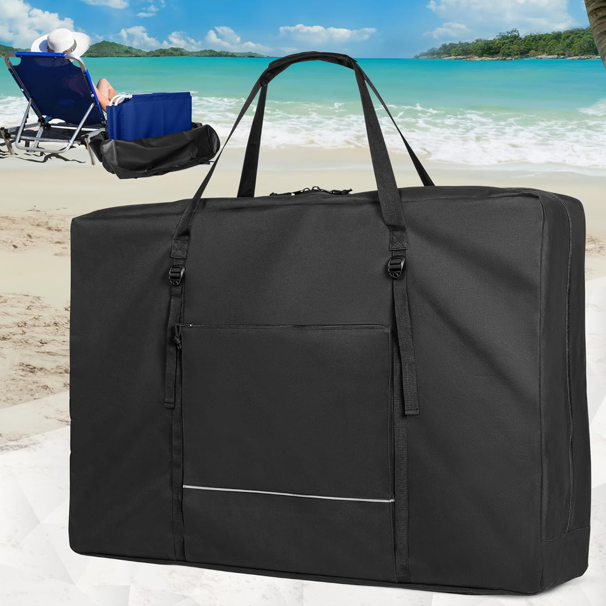 Carrying Bag for Folding Chair, Storage Case Fits for Beach Chair, Black
