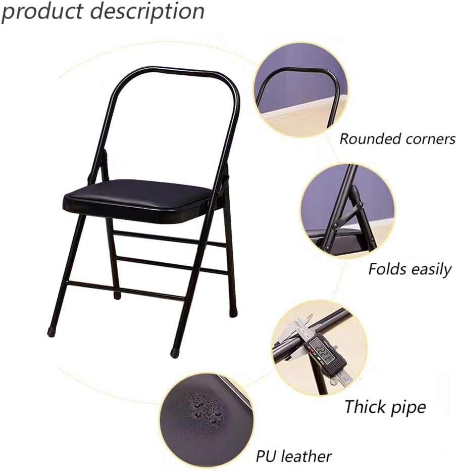 Iyengar Yoga Auxiliary Chair Multi Purpose Yoga Auxiliary Chair Bold and Thick Folding Chair Support Foldable Balance Training,Black