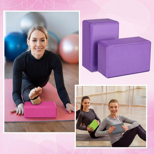 12 Pcs Yoga Blocks Bulk 9 x 6 x 4 Inch EVA Foam Supportive Yoga Brick Lightweight Soft Non Slip Gymnastic Blocks Yoga Pilates Accessories for Girls Women Beginners, Stretching and Meditation