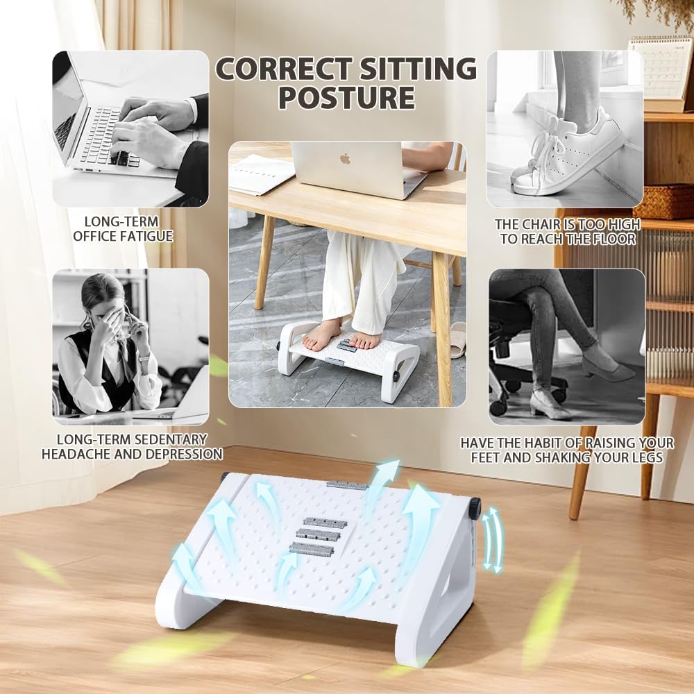 Foot Rest, Six Heights Adjustable Foot Rest Under Desk at Work