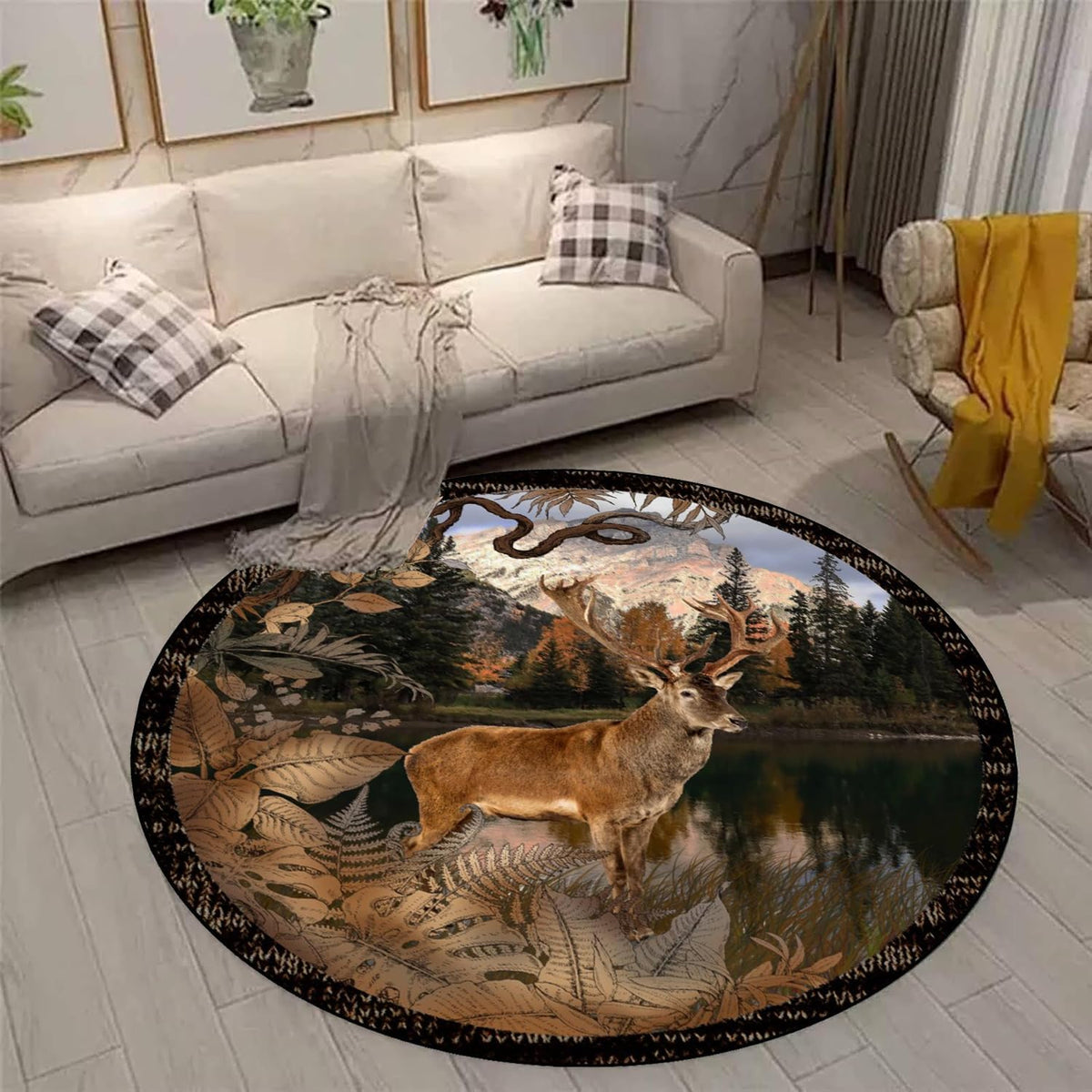Black Snake Round 4ft Area Rug Wild Serpent Snakeskin Black Circle Rug Gothic Non-Slip Floor Mat for Bedroom Living Room Study Playing Round Yoga Mat Washable Carpet