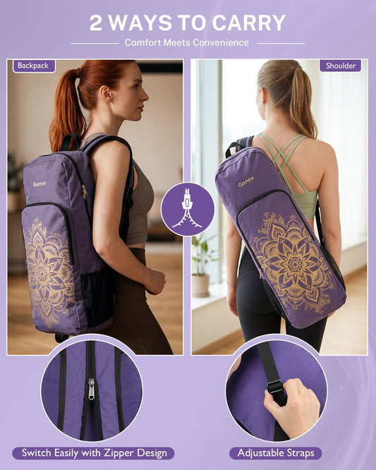 Yoga Mat Bag Convertible Backpack Blocks Carrier with Wet Pocket