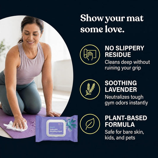 ASUTRA Yoga Mat Cleaning Wipes (Lovely Lavender (2 Pouches (30 Wipes Each))