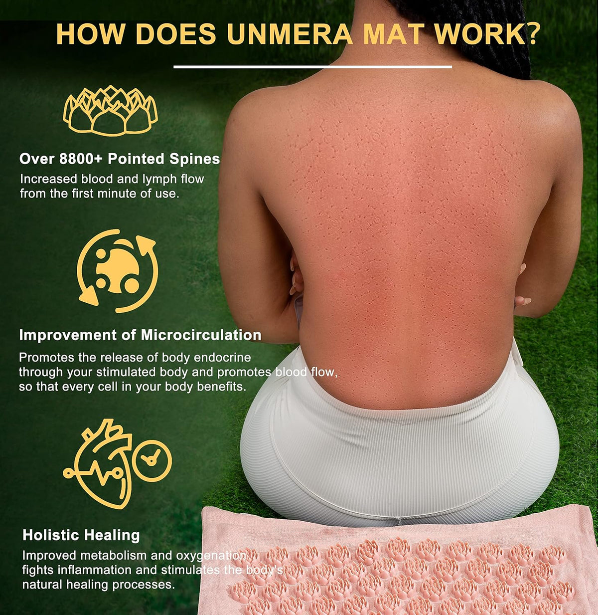 Acupressure Mat and Pillow Set,Natural Linen & Coconut Fiber Filling