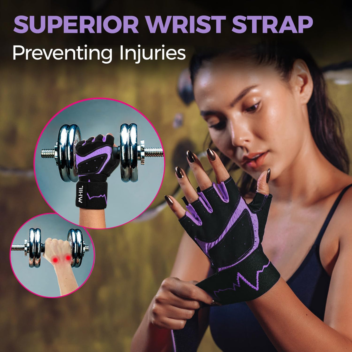 Workout Gloves for Women – Breathable Gym Gloves for Women with Palm Protection and Enhanced Grip – Padded Weight Lifting Glove for Womens with Wrist Wraps Support Weightlifting Exercise Cycling