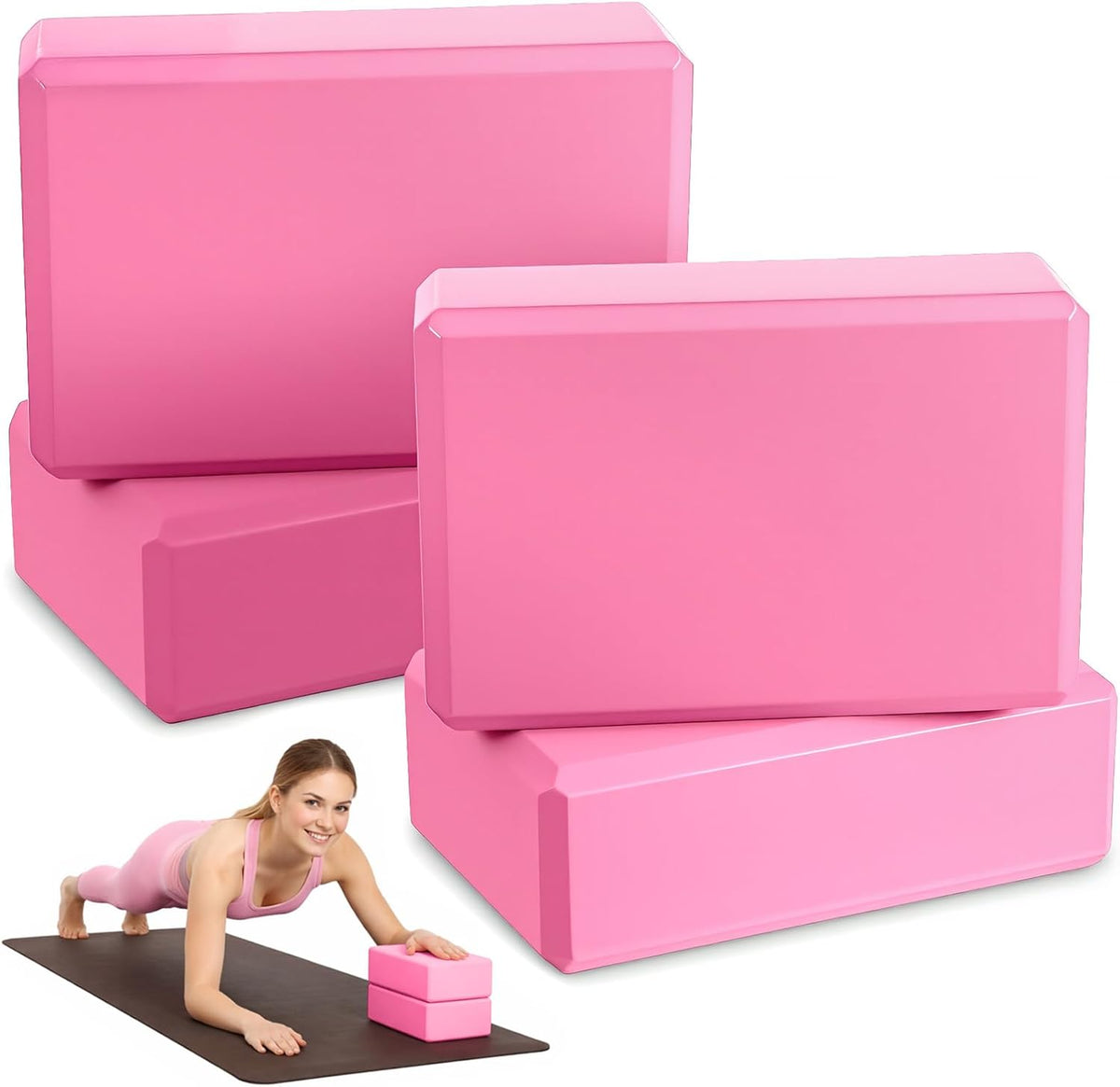 4 Pcs Yoga Blocks 9 x 6 x 3.15 Inch Eva Foam Lightweight Non Slip Yoga Props Firm and Supportive for Yoga Pilates Stretching Meditation