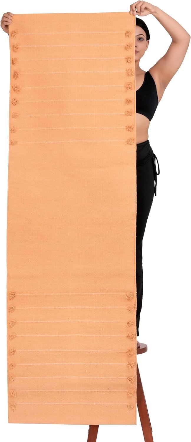 Handmade Organic Cotton Yoga Mat Cotton Exercise Rug – Handwoven, Absorbent & Hand Washable Fitness Mat Ideal for Yoga, Workouts and Meditation