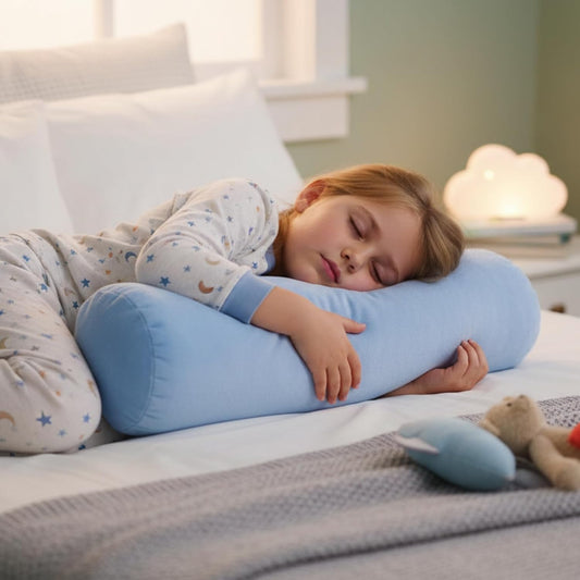 FocusPad Vibrating Sensory Bolster Pillow - Calming Massage Cushion for Kids and Adults with ADHD or Autism, Lap, Neck & Back Support | Blue Gray