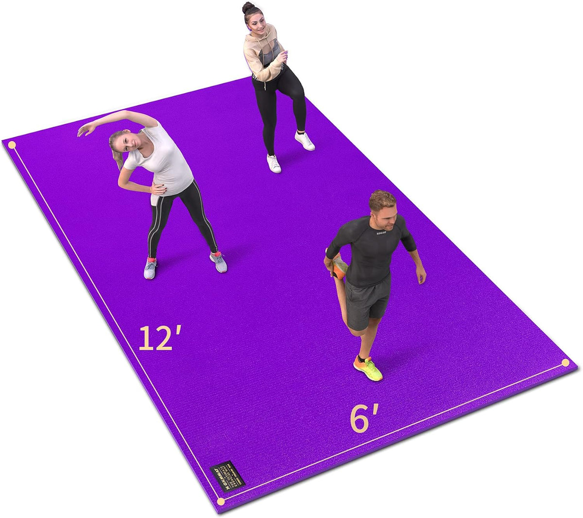 Extra Large Exercise Mat 16'x6'/12'x6'/10'x6'/8'x6'(7mm), Extra Wide Workout Mats for Home Gym Flooring, Non-Slip Thick Durable Cardio Mat for MMA,Plyo,Jump Rope,Weights,Fitness,Shoe-Friendly