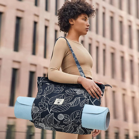 WLLWOO Yoga Mat Carrier Bag for Women Canvas Carryall Tote Gym Pilates