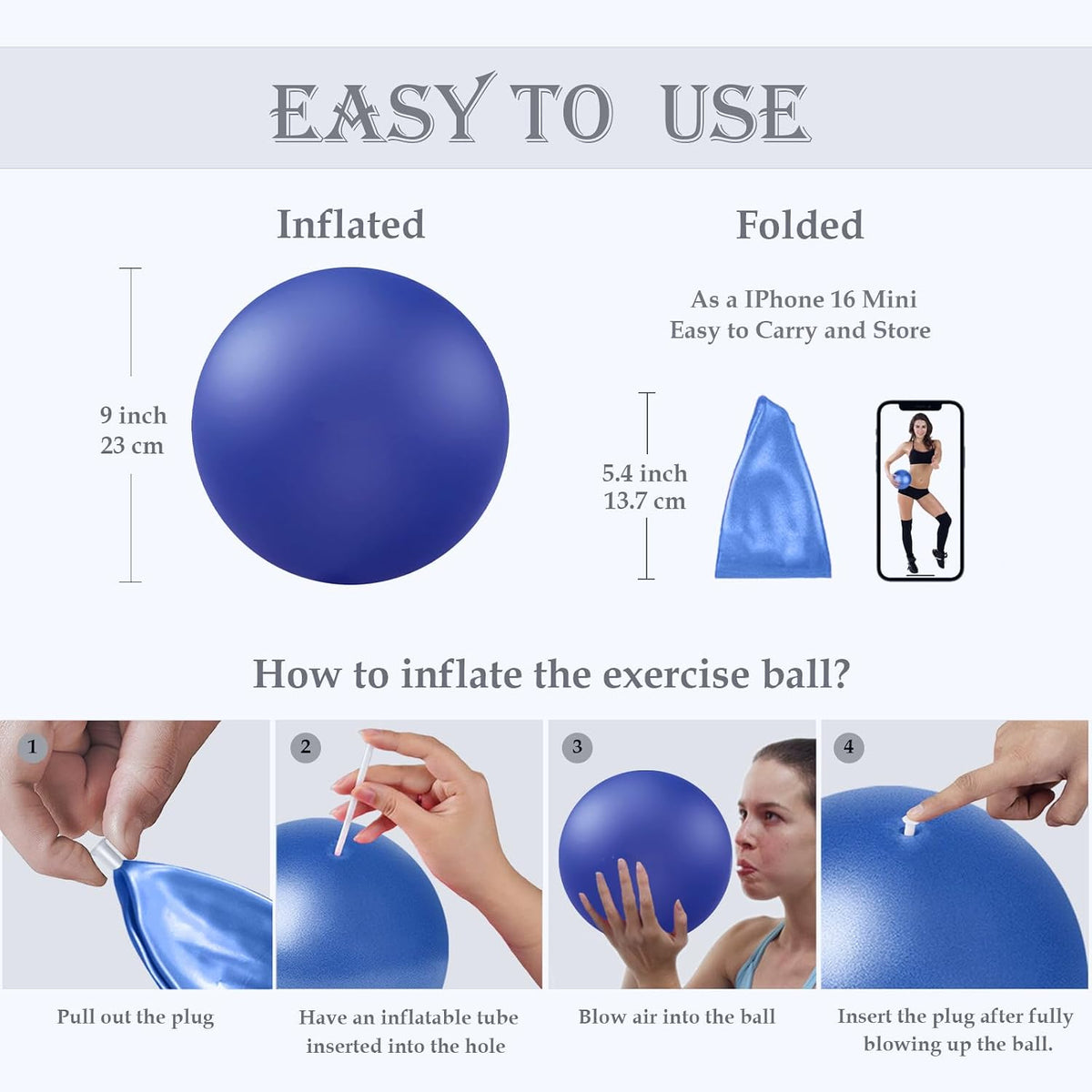 Soft Pilates Yoga Ball, Small Exercise Ball, Mini Rubber Workout Equipment