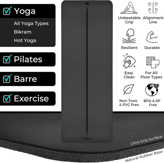 Ultra Grip PRO Yoga Mat – EXTREME Non-Slip Performance - Dry & Wet Grip - Smarter Alignment Lines - Comfortable & Sweat Resistant - For Yoga, Pilates & Hot Yoga