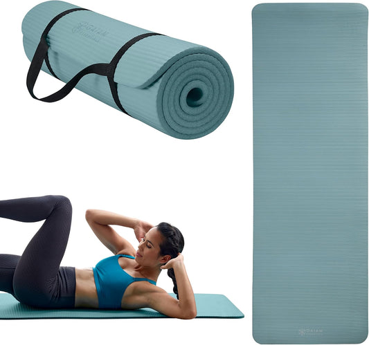 Thick Yoga Mat, Exercise & Fitness Mat with Easy-Cinch Carrying Strap