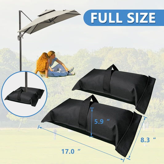 Umbrella Base Weight Fillable Sandbags, Sandbags for Weight(60LBS), Sandbag Weights for Patio Umbrella for Outdoor Garden,Set of 2,Black(Without Sand)