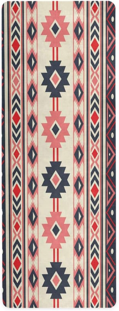 Yoga Mat Thick Non-slip Soft Breathe Elastic Exercise Fitness Gym 1MM Thick Natural Rubber for Yoga Mats,Native American Tribal