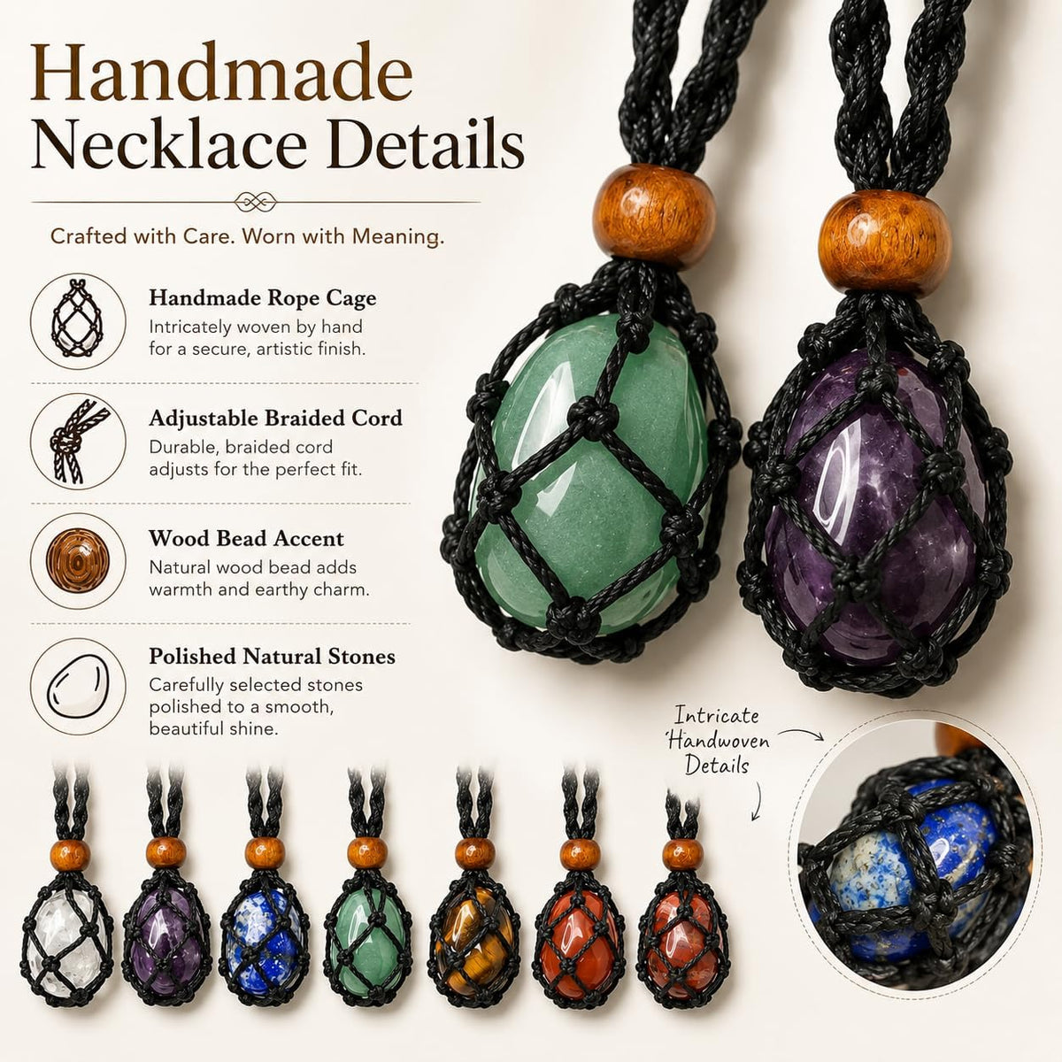 7PCS Chakra Crystal Natural Stone Necklaces Meditation