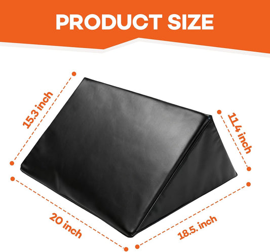 Massage Table Bolster Pillow for Leg Support, Durable 30D Foam with Easy-Clean PU Cover, Elevating Leg Wedge for Physical Therapy 20x18.5x15.3x11.4 Inch(Black)