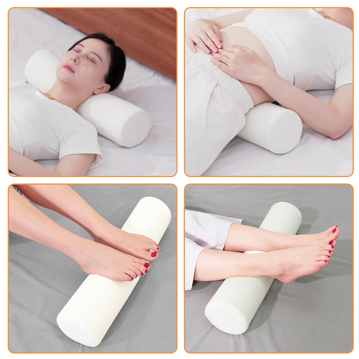 2 Pack Round Massage Table Bolster Pillow Pad, Bolster Pillow, Round Pillows, Suitable for Earthlite Massage Table (Grey, 7.8''x19.6'')