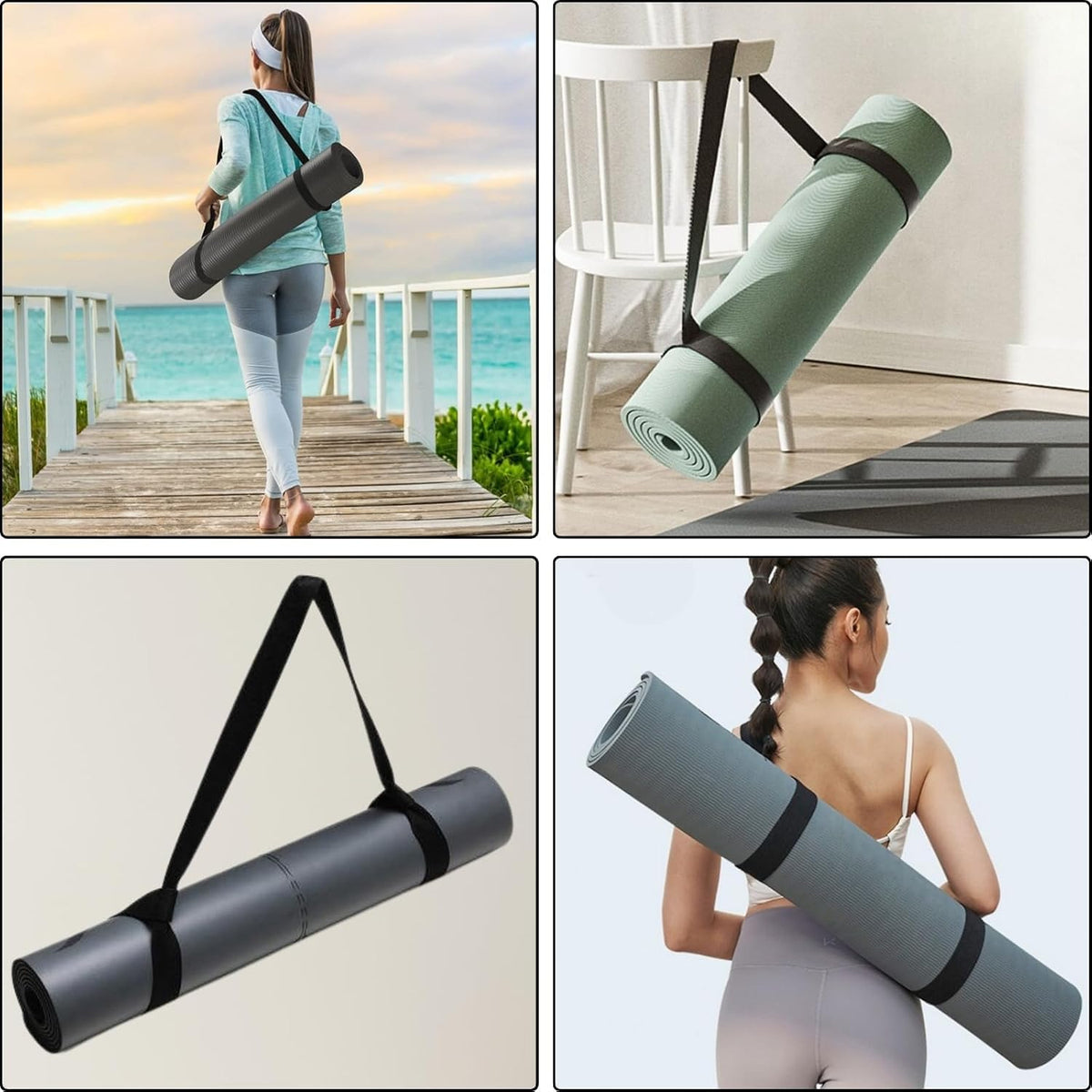 2 Pcs Yoga Mat Straps, Black Yoga Mat Straps For Women and Men, Yoga Mat Carrying Strap Sling, Adjustable Loops for all Mat Sizes Multipurpose Lightweight (Mat Not Included)