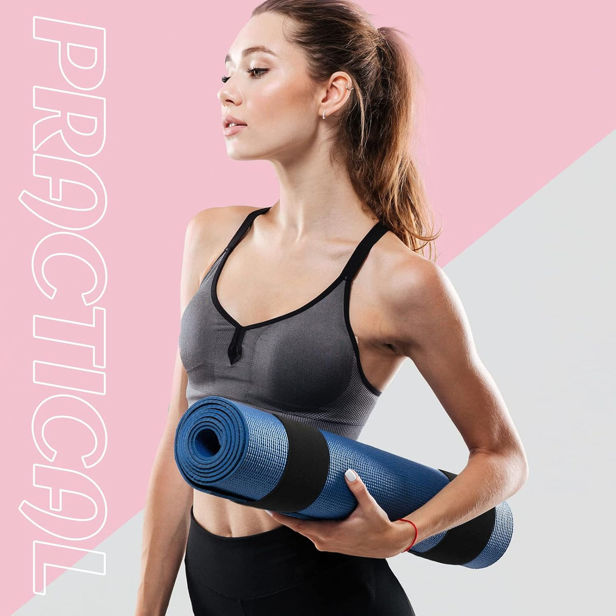 4 Pcs Nylon Yoga Mat Strap Bungee Band for Mat Storage, Black