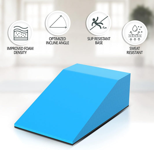 Yoga Foam Wedge Blocks, Pelvic Sacral Block, Non-Slip Bottom, Calf Raise, Squat Block, Wrist Support, Pilates