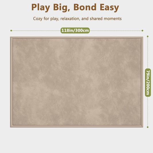 Baby Play Mat for Floor, 1.3'' Thick Memory Foam Tummy Time Mat - Super Soft Coral Velvet Nursery Rug with Non-Slip Backing, Crawling Rug for Toddlers/Infants, Yoga & Tatami Use, Oatmeal, 79''x 118''